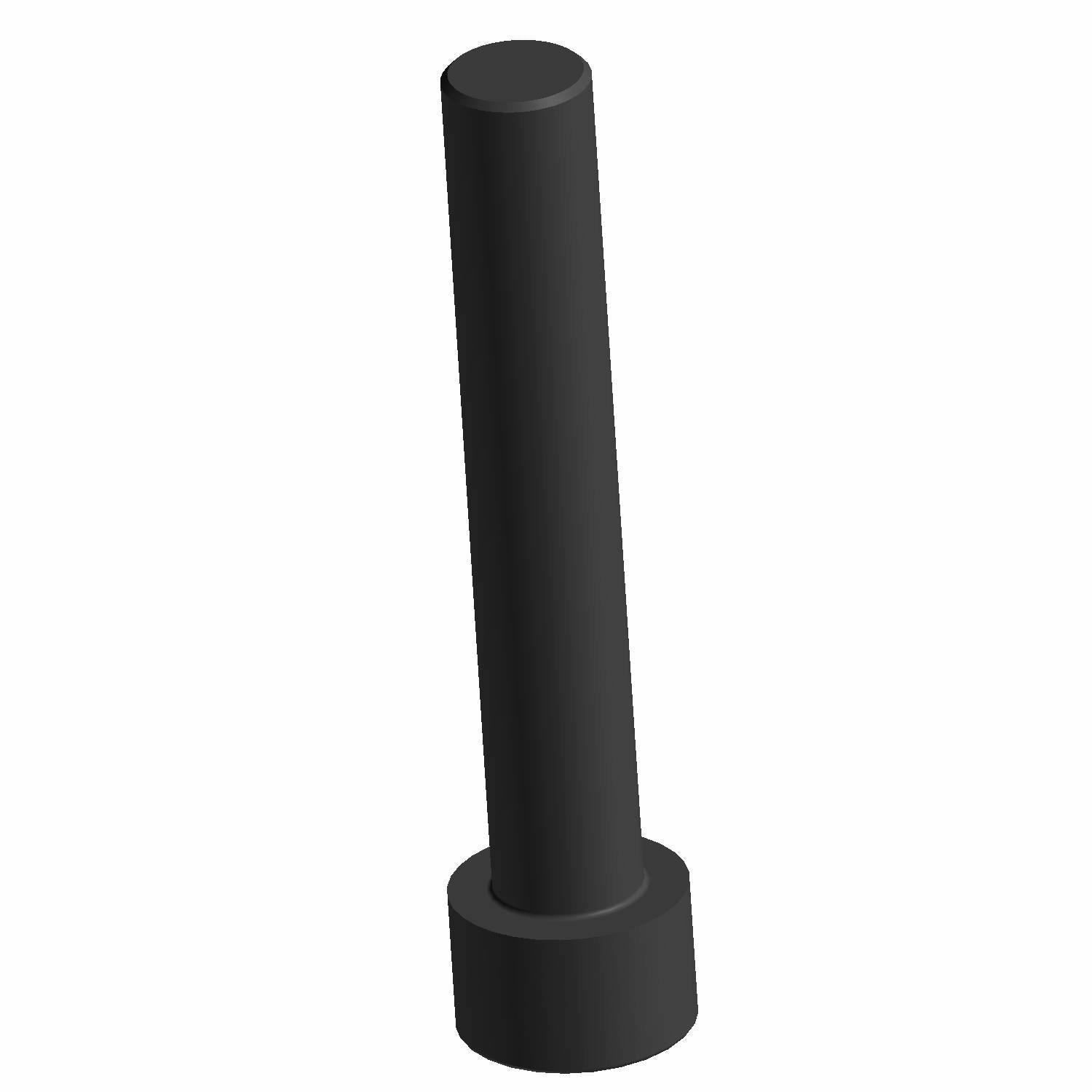 Black metal socket head screw with cylindrical shaft and round socket cap, M10X1.25X60 size.