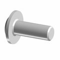 Silver metal button flange screw with smooth cylindrical shaft and flat round head.