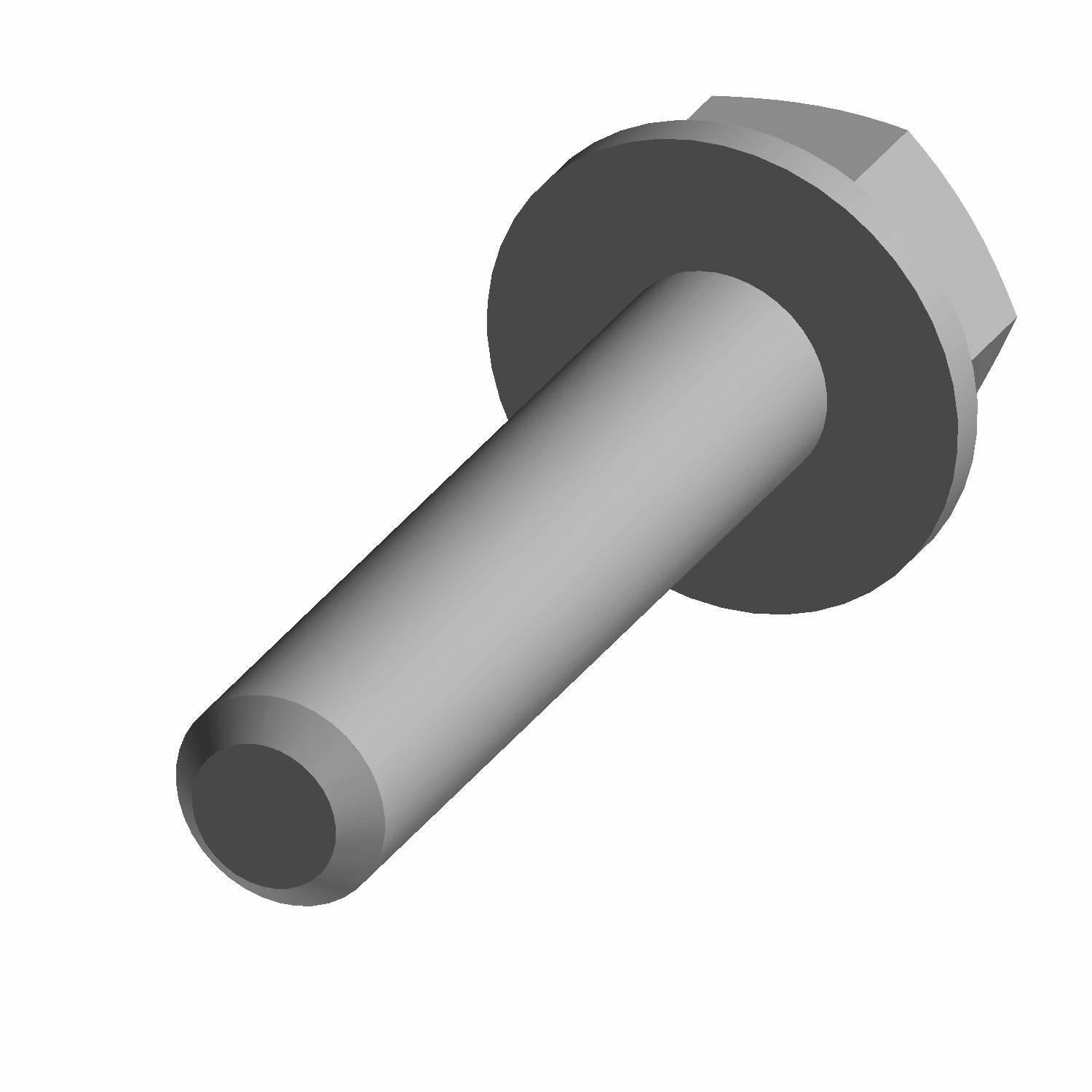 Silver hex flange screw with M8 thread and smooth cylindrical shank, 35mm length.