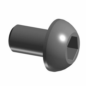 Black hex button head screw with cylindrical shaft and hexagonal drive recess.