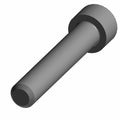 Gray metal socket head screw with cylindrical threaded shaft and flat circular head.