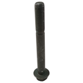 Black hex flange screw with threaded shaft and flat flange head, steel construction.