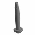 Gray metal socket head shoulder screw with long cylindrical shaft and round flange base.