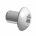 Silver metal Torx button head screw with M6X1 thread and smooth cylindrical shaft.
