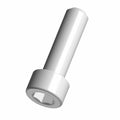 Silver metal socket head screw with cylindrical shaft and hexagonal recess on head, M5x0.8x16 size.
