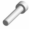 Silver cylindrical metal screw with a round flat head and threaded shaft.