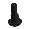 Black hex button head screw with cylindrical shaft and flat, wide base.