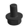 Black hex flange screw with cylindrical shaft and flat top, metal construction.