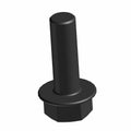 Black hex flange head screw with cylindrical shaft and threaded base, size M8x1.25x35.