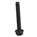 Black steel hex flange head screw with long threaded shaft and flat flange base.