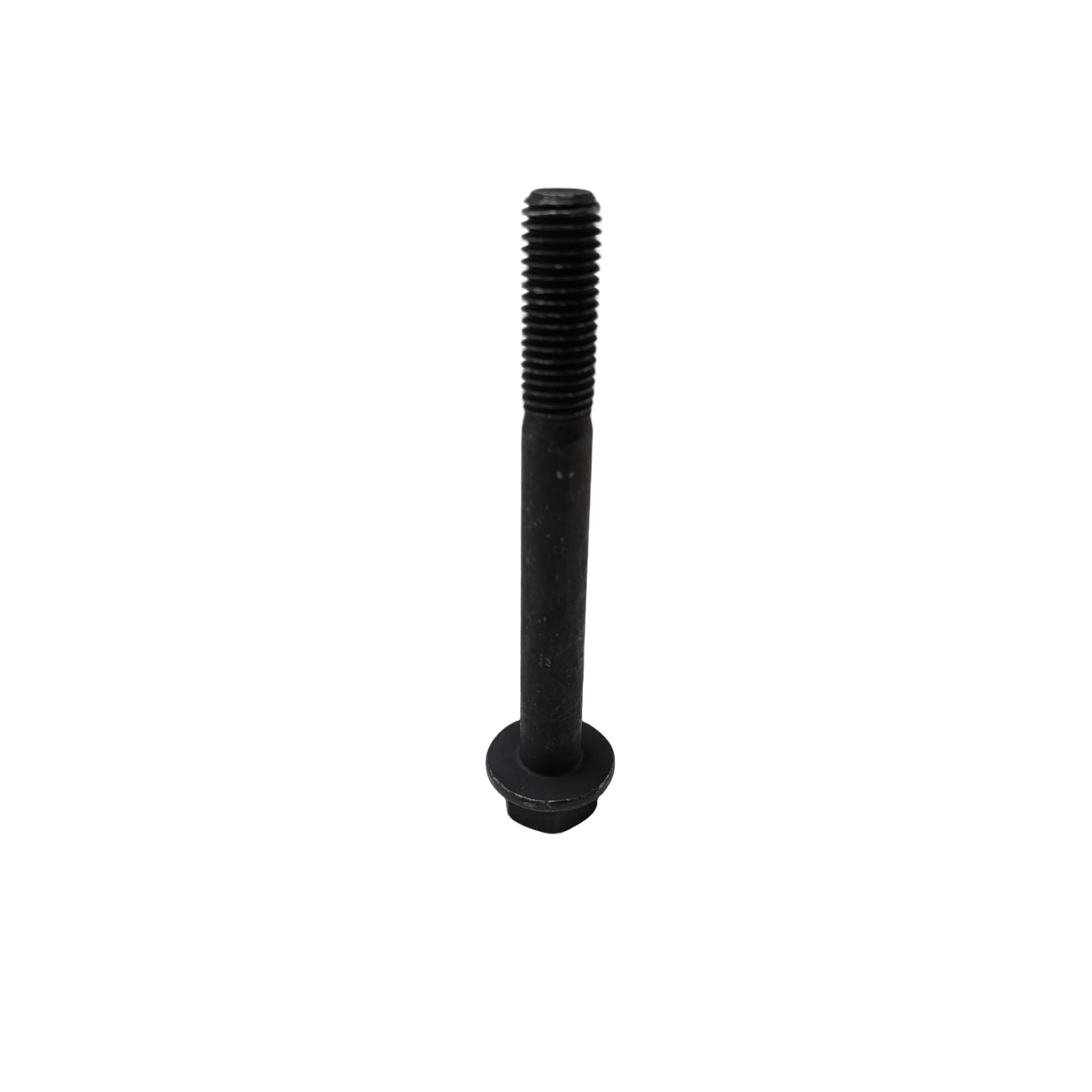 Black hex flanged screw with partially threaded shaft and coarse threads.