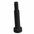 Black metal screw with a cylindrical shaft and a flat, round head.