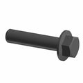 Black hex flange screw with threaded end, M10x1.5x45mm, durable metal construction.