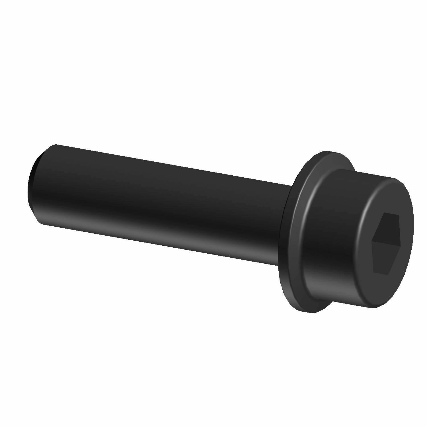 Black metal socket head flanged screw with hexagonal drive, M8x1.25x30 size.