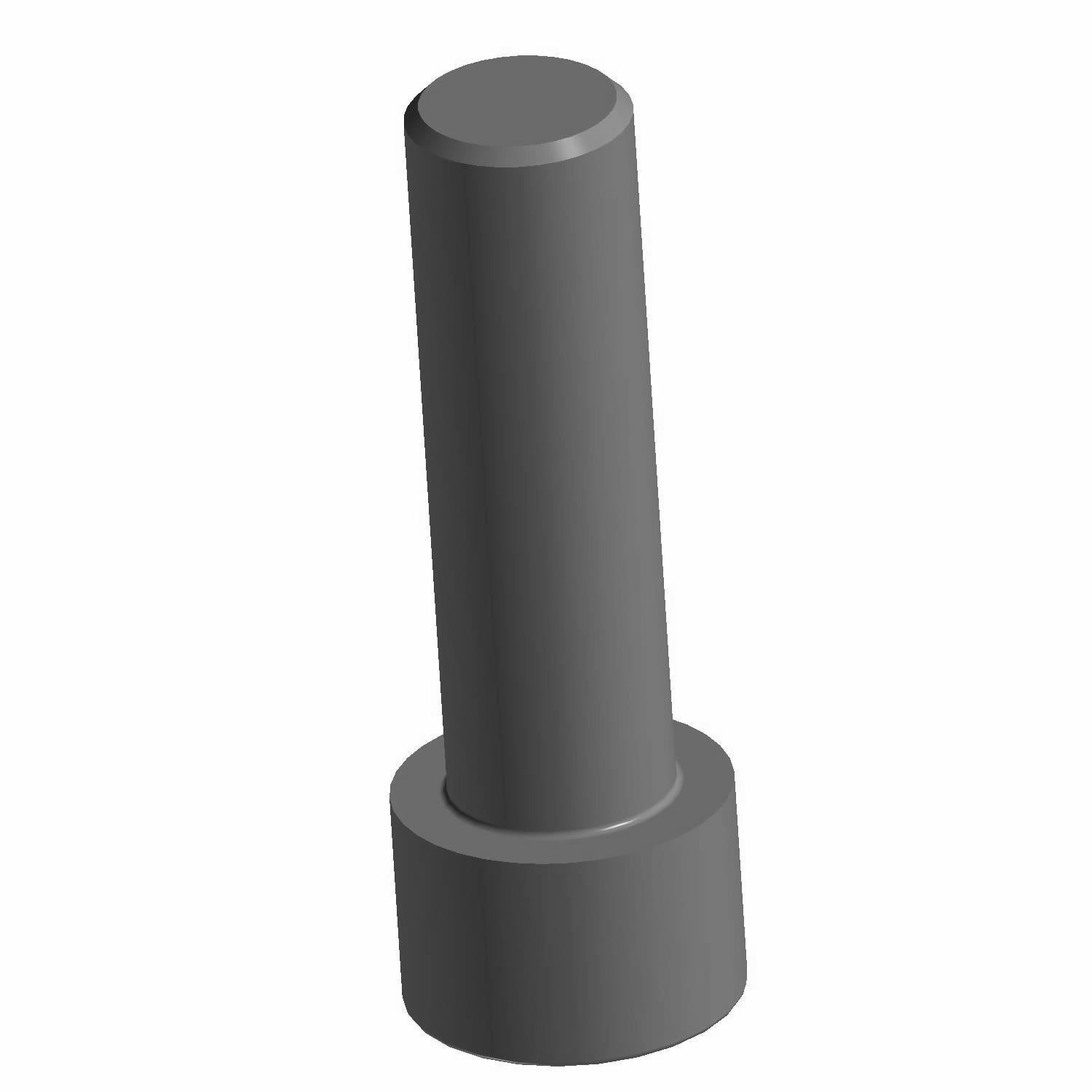 Gray metal socket head screw with cylindrical shape and flat top, M12x1.75x40 size.