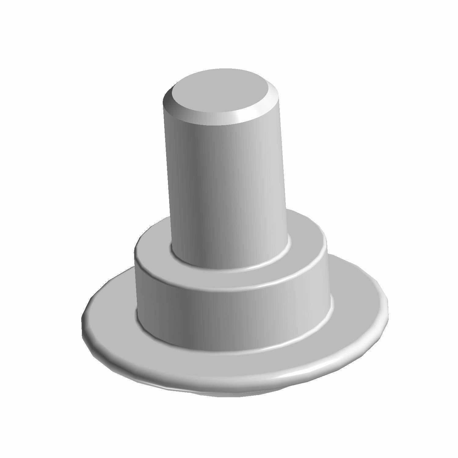 Silver metal socket head shoulder screw with a cylindrical shaft and flat circular base.