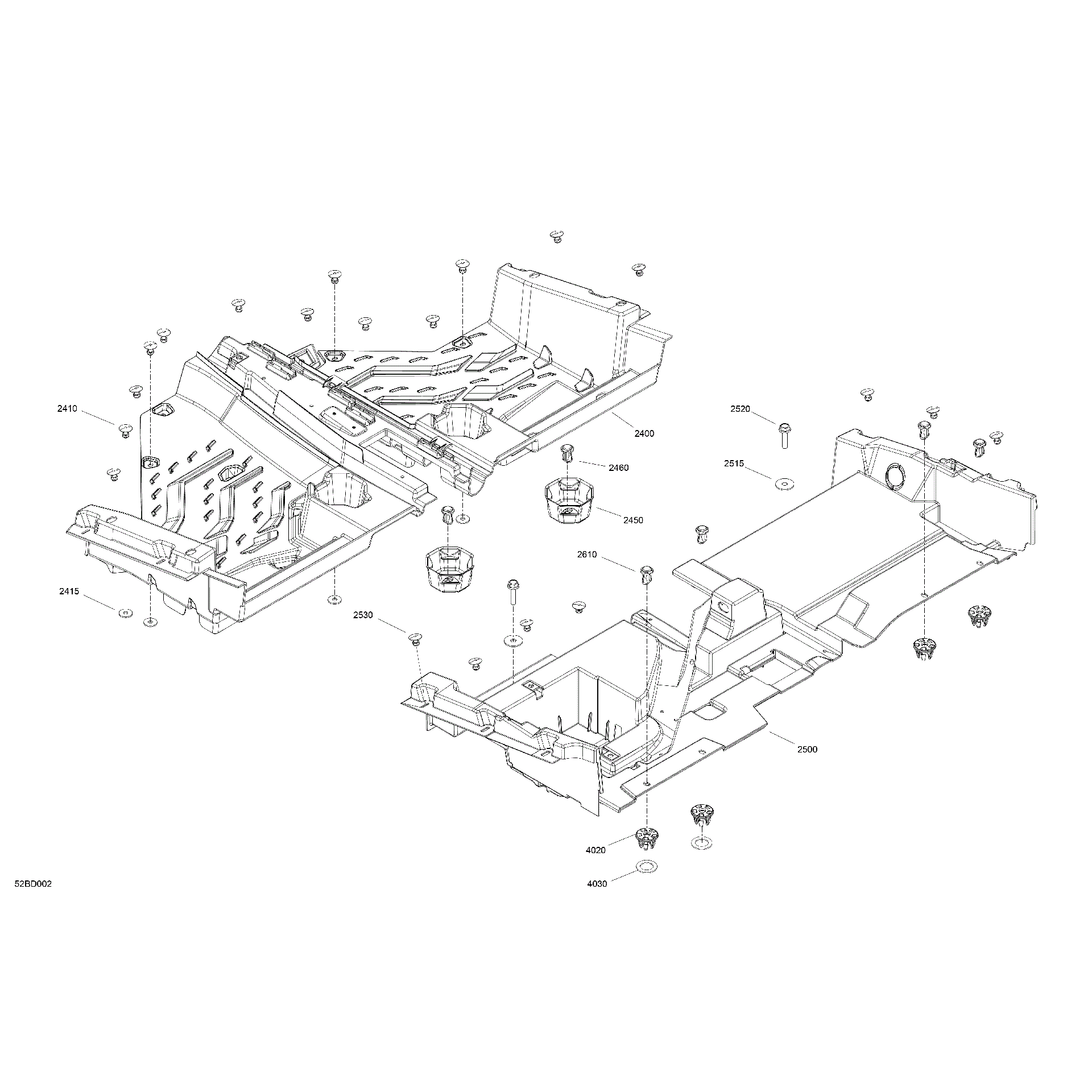 An Image of a Genuine Can-Am Parts Schematic Diagram showing the schematic - CAB INTERIOR - FLOOR
