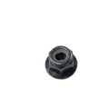 Black flanged nylon-insert lock nut with M6x1.0 threading and hexagonal shape.