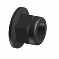 Black hex flange Nylok nut with M12x1.75 thread and nylon locking insert.