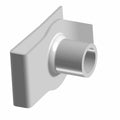 Silver metal U clip nut with a square base and cylindrical threaded hole, designed for secure fastening.