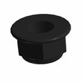 Black hexagonal nyloc flanged nut with wide top flange and threaded interior.