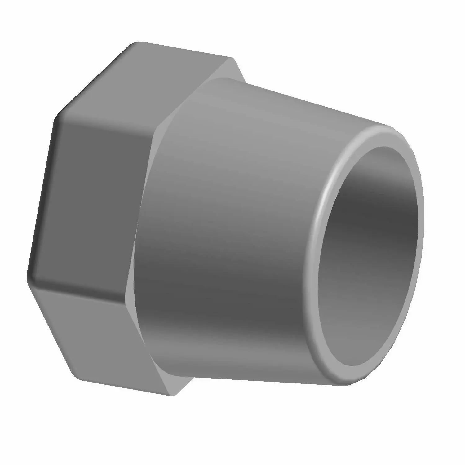 Black hexagonal flat jam nut with a cylindrical inner opening for motorcycle mirror post attachment.