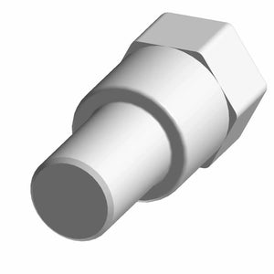 Chrome-plated hexagonal jam nut with smooth cylindrical post for motorcycle mirror mounting.