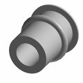 Gray cylindrical Rivnut nut with flanged head and M6 x 1.00 thread size.