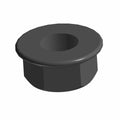 Black hex flange nut with 1.25 thread pitch and flat circular flange base.