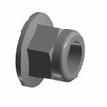 Black hex flange Nylok nut with M12x1.25 threading and nylon locking insert.
