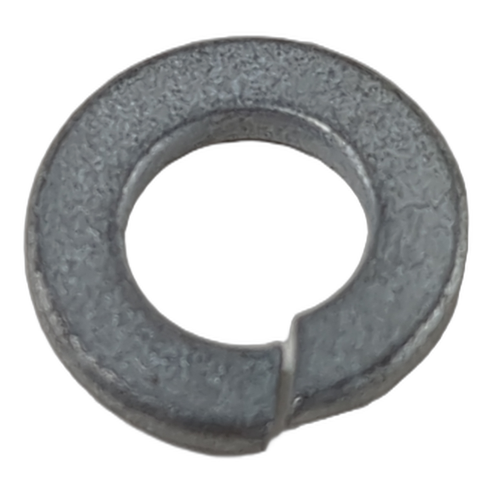 Metallic gray 6mm split lock washer with a rough textured surface.
