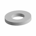 Gray metal flat washer with a circular shape and central hole.