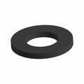 Black flat circular washer with a central hole, made of metal or hard plastic.