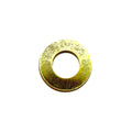 Gold-toned circular metal washer with smooth surface and central hole.