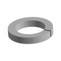 Gray metal split lock washer with a circular shape and a small gap in the ring.