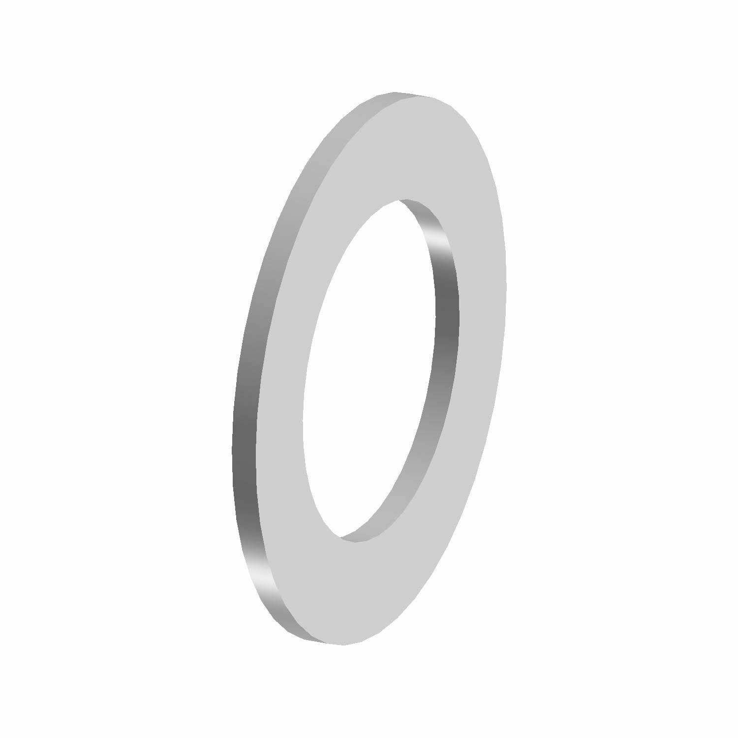 Silver metallic circular bushing with smooth surface and central hole.