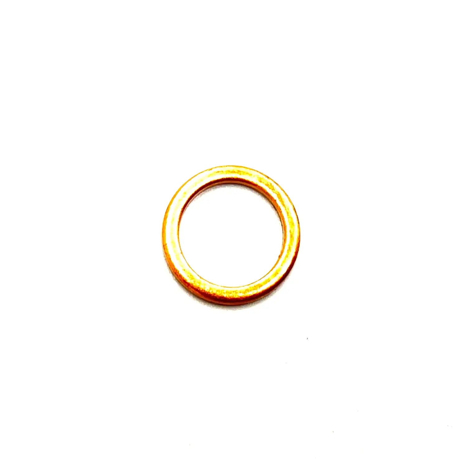 Small circular copper washer with smooth surface and metallic sheen.