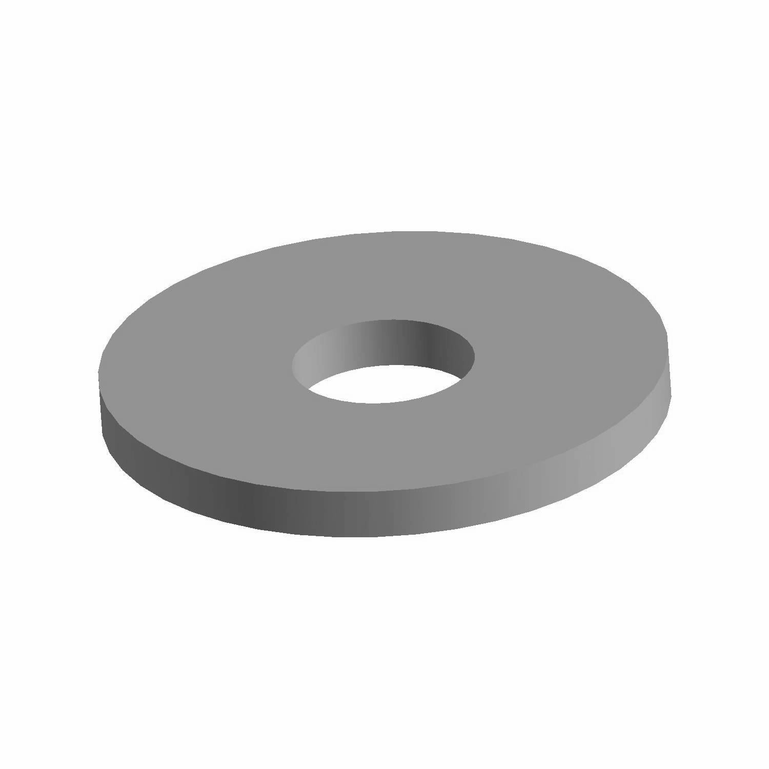 Black flat round metal washer with a centered circular hole, .275 x .84 x .075 inches dimensions.