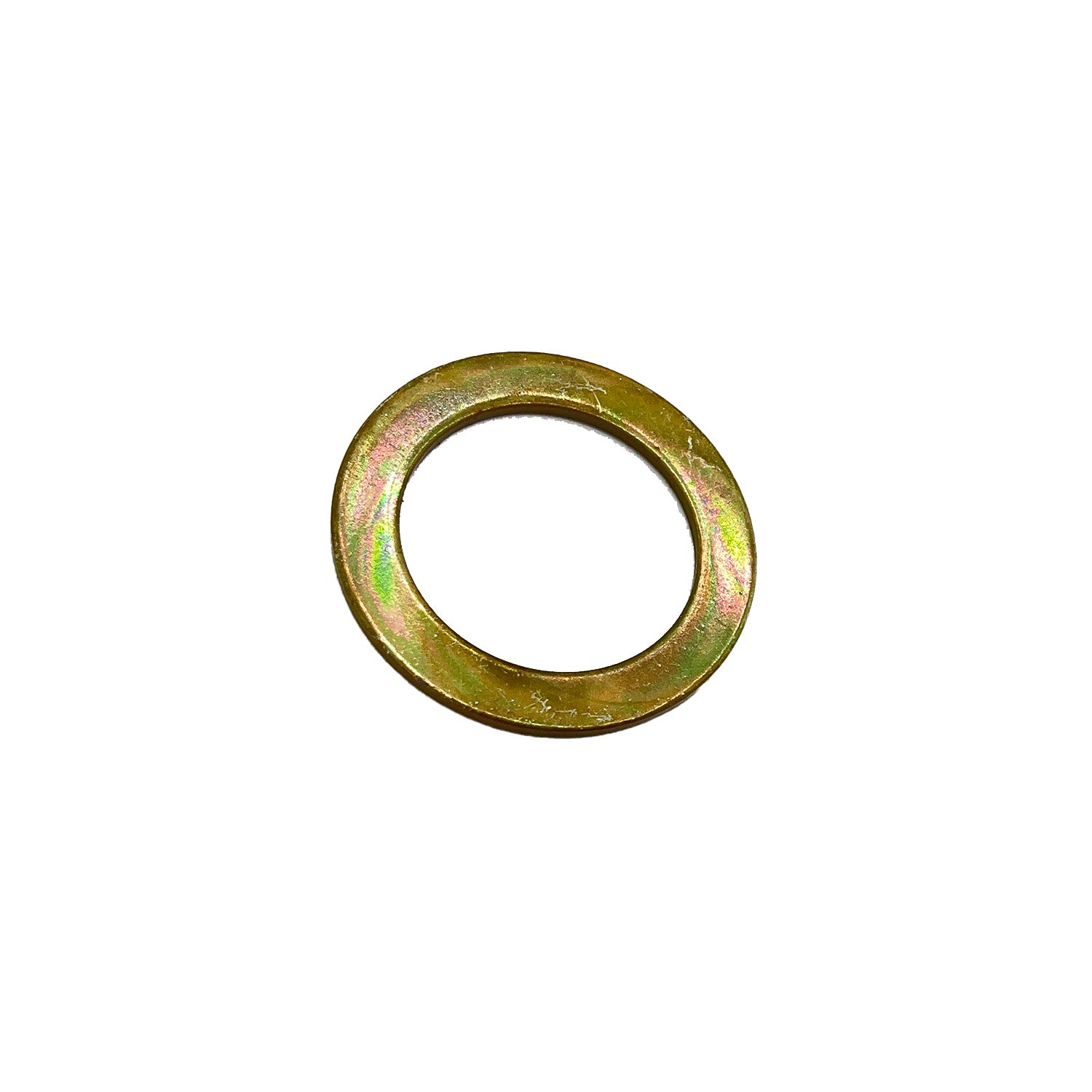 Round metallic washer with a gold-tone finish and smooth surface.