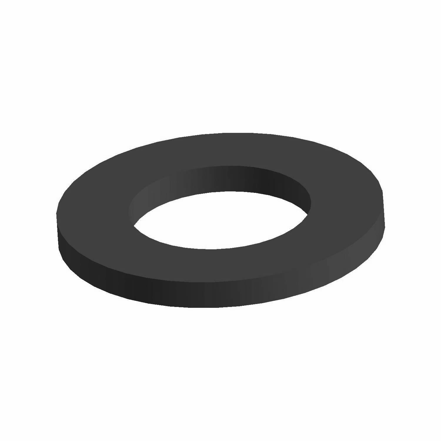 Black flat circular metal washer with a central hole, 19 x 34 x 3 mm dimensions.