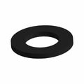 Black hard flat washer with a round shape and a central hole, size 19 x 34 x 3 mm.