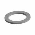 Gray metal flat washer with a circular shape and smooth surface.