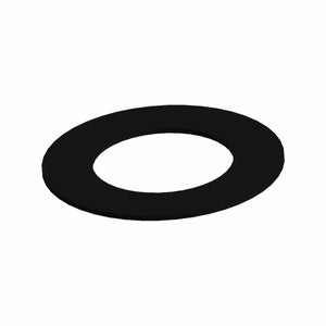 Black flat circular washer with smooth surface and central hole.