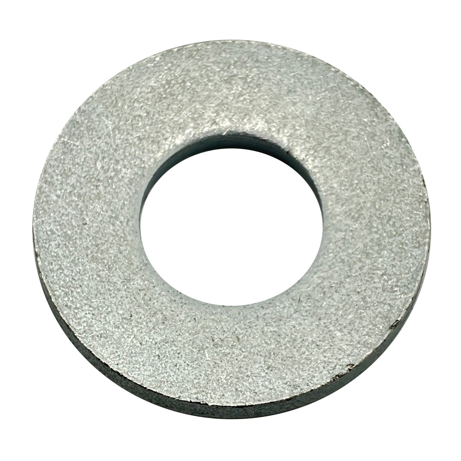 Silver domed metal washer with smooth inner hole and flat outer edge.