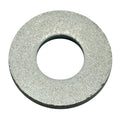 Silver domed metal washer with smooth inner hole and flat outer edge.