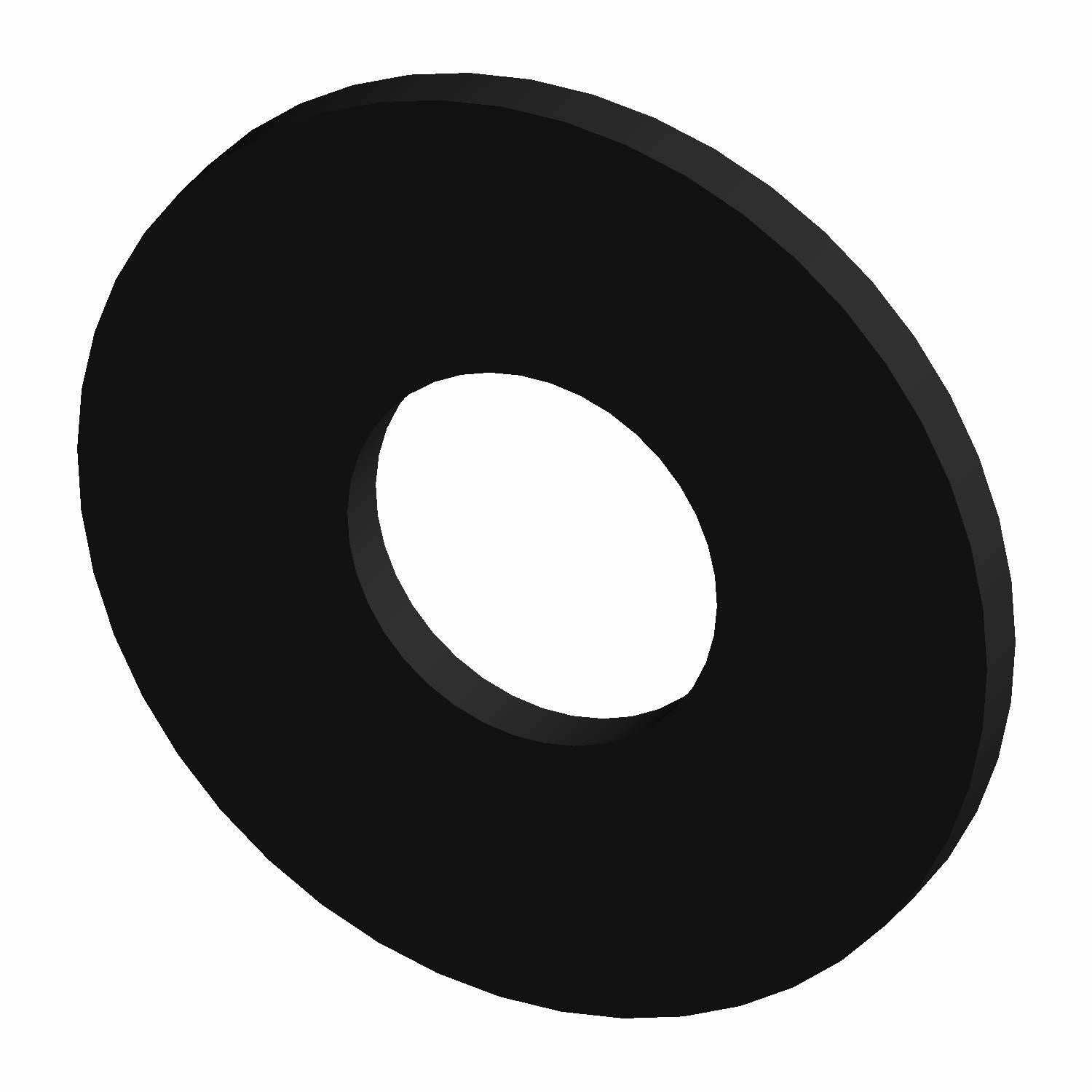 Black circular rubber impeller washer with central hole and flat surface.