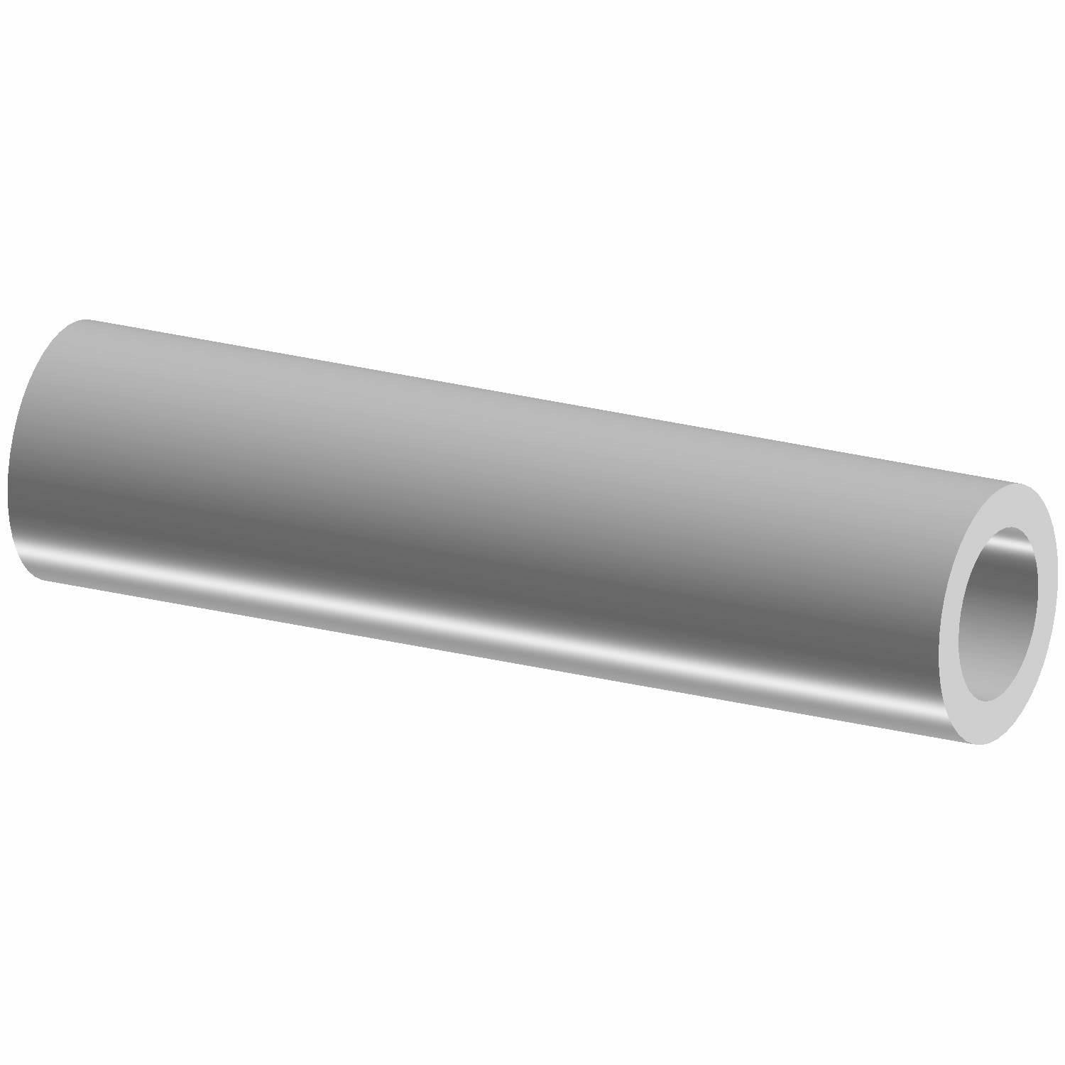 Silver cylindrical metal collar with hollow center, smooth finish, automotive part.