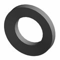 Black rubber washer with flat, smooth surfaces and a central circular hole.