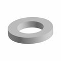 Gray metal washer with a flat, circular shape and a central hole.
