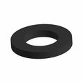 Black stainless steel washer with flat, circular shape and central hole.